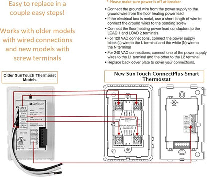 SunTouch CommandPLUS Floor Heating Thermostat SunStat 500950 Universal WiFi Programmable Touchscreen + Floor Sensor Included 120V/240V