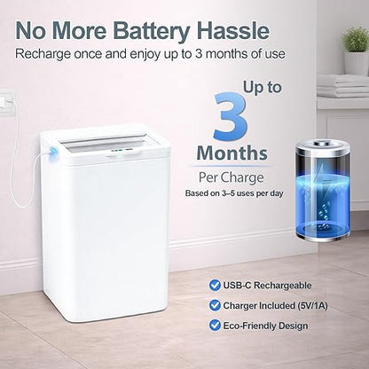 Rechargeable Motion Sensor Trash Can, 4 Gallon Bathroom Trash Can with Lid, Touchless Automatic Smart Slim Garbage Can for Narrow Spaces, Office, RV, Bedroom
