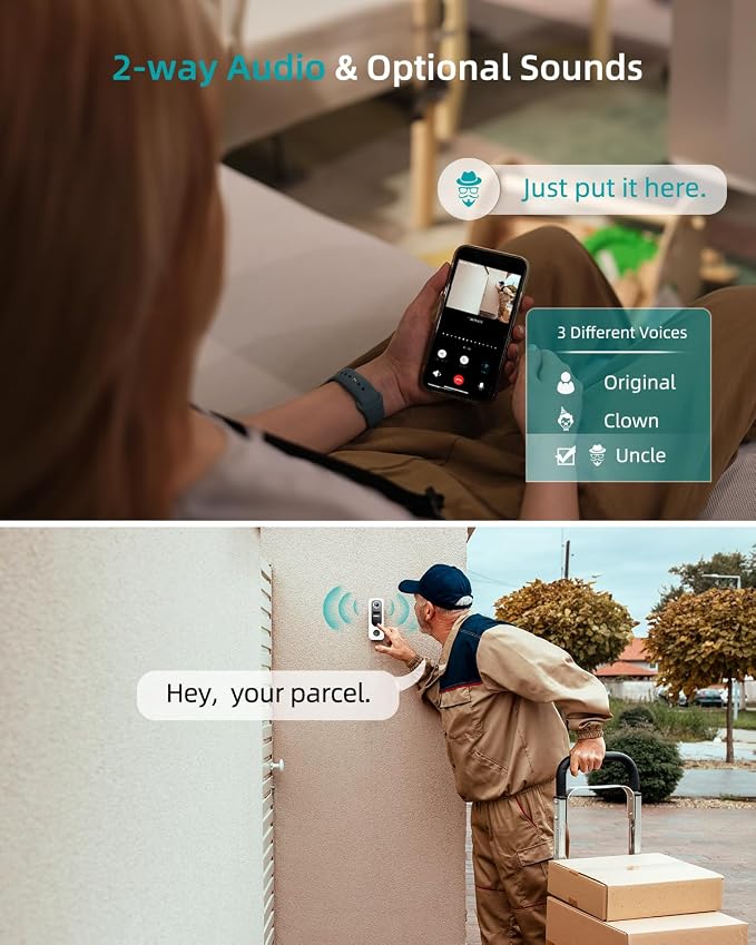 ZUMIMALL 2K Wireless Doorbell Camera No Subscription, Battery Powered
