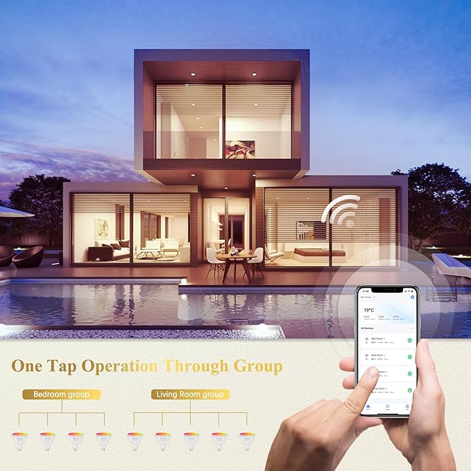 DiCUNO MR16 Smart Bulbs Alexa, RGBCW Color Changing Light, 5W GU5.3 Smart Bulb Compatible with Google Home, Dimmable with App, 2.4GHz WiFi, AC/DC 12V, Bi-pin Base, 400LM, Landscape Light, 4-Pack