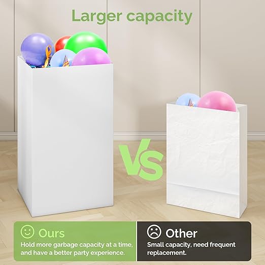 Magicheap 4 Pack Extra Large Disposable Trash Cans, Reusable Portable Garbage Can, 13 Gallon (21.6" H x 13.5" W x 10" D), Extra Thick Recycled Cardboard Portable Garbage Can and Recycling Bins,White