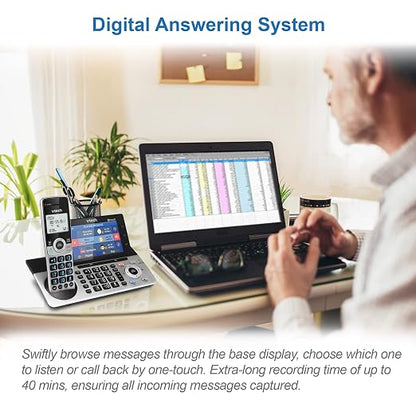 VTech IS8251-3 Business Grade 3-Handset Expandable Cordless Phone for Home Office, 5" Color Display, Programmable Short Cut Keys, Smart Call Blocking, Answering System,Bluetooth Connect to Cell
