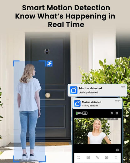 Peephole Camera for Apartment Door, 2K Doorbell Camera with 4.3" Monitor