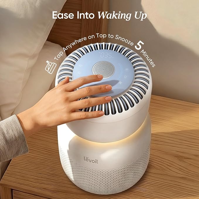 LEVOIT Air Purifier for Home Bedroom with HEPA Filter, White Noise Sound Machine and Blue Light-Safe Night Light Support Better Sleep, AHAM VERIFIDE, 5 Air Quality Monitor, Smart WiFi, Sprout | HEPA Filter, White Noise Sound Machine, Blue Light-Safe Ni...