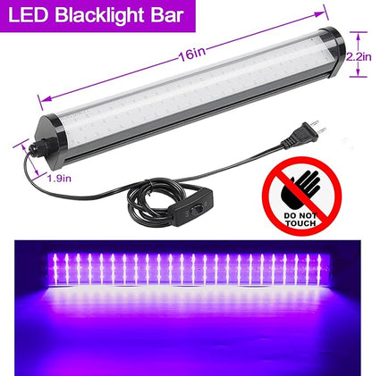 Upgrade 25W LED Black Light Bar - 72 UV Big LED Chip 395-405 nm, Black Lights for Glow Party - Blacklight Bar for Fluorescent Posters, Glow in The Dark Party, Stage Lighting, Body Painting, Halloween