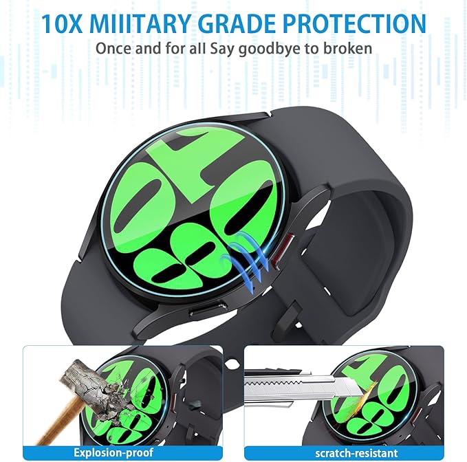 Suoman 4-Pack for Samsung Galaxy Watch 6/Galaxy Watch 7 44mm Screen Protector, [Anti-Scratch] 2.5D 9H Hardness Ultra-thin Tempered Glass Screen Protective Film
