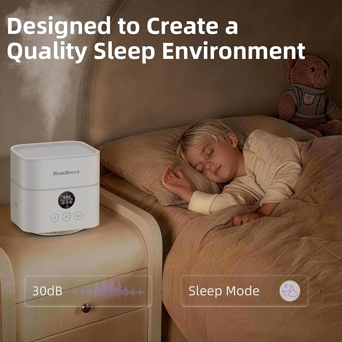 Air Purifier and Humidifier Combo for Bedroom, H13 True HEPA Filter, 1100ML Water Tank, Quiet Cool Mist Top Fill Essential Oil Diffuser for Baby, Pet Room, APP Control