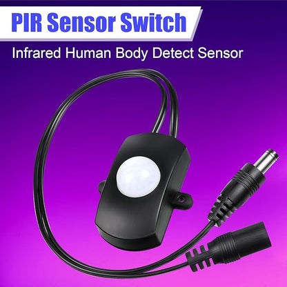 Hortsun 3 Pieces DC 5V-24V 5A PIR Motion Activated Sensor Light Switch Occupancy Motion Sensor with DC Coupler Cable for Party LED Strip Light