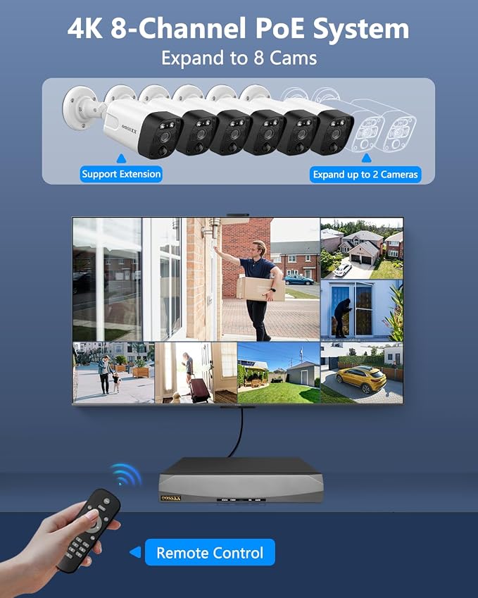 4K POE Wired Outdoor Home Security Camera System Surveillance Cameras