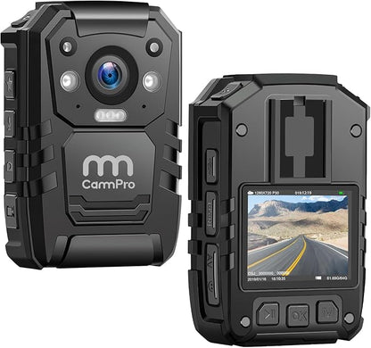 CammPro I826 HD Police Body Camera,128G Memory,Waterproof Premium Portable Body Worn Camera with Audio Recording Wearable,Night Vision,GPS for Law Enforcement (1440P)