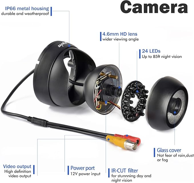 SANNCE 960H Dome Security Camera, 800TVL CCTV Surveillance Camera with 100ft Night Vision, IP66 Waterproof for 960H,720P,1080P,5MP,4K Analog Security DVR, No Power Supply and Cable, Only a Camera