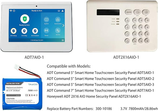 Replacement Battery 300-10186 for ADT Command Smart Security Panel ADT7AIO ADT5AIO, 7800mAh 3.7/3.6V