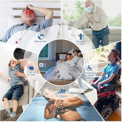 Caregiver Pager Wireless Call Button Nurse Alert System for Home/Elderly/Patient/Disabled One Call Button One Receiver