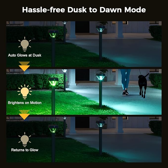 XMCOSY+ Smart Solar Pathway Lights, 150LM Motion Sensor Outdoor Lights, Waterproof, APP Control RGBCW Color Changing Garden Light for Yard Landscape Driveway, Compatible with Alexa, 6 Pack