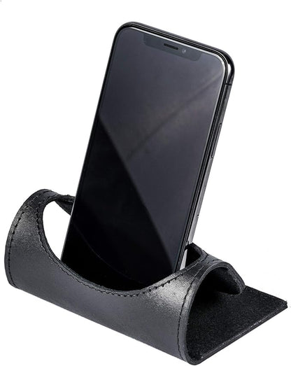 Dacasso Black Leather Foldable Cell Phone Holder