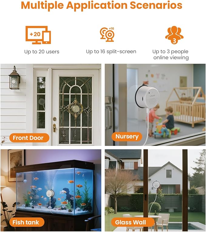 litokam Window Cameras for Home Security, 2.4GHz & 5GHz Indoor Window Camera with Al Color Night Vision, Person/Motion/Sound Detection & Real-Time Alerts, 24/7 Recording, 104° View Angle