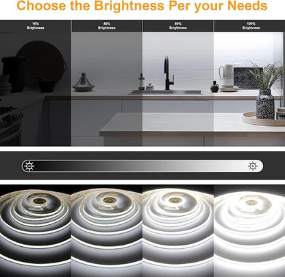 AXMOTUT 32.8ft White COB LED Strip Light, High Bright LED Strips with 320LEDs, RF Remote and UL Power Supply, 6000K Dimmable LED Lights for Bedroom, Kitchen, DIY Home Decoration, 2 Rolls of 16.4ft