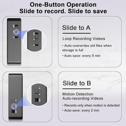 Mini Camera 1080P HD - No WiFi Camera - Portable Tiny Video Recorder with Loop Recording, Rechargeable Small Camera for Travel, Office, Warehouse(No App, No Bluetooth)