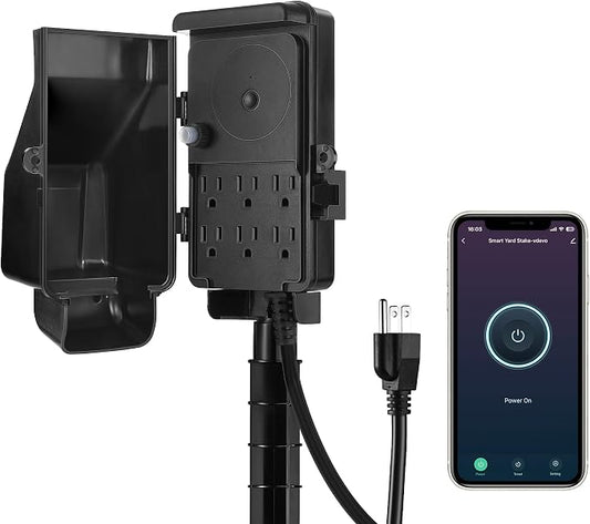 DEWENWILS WiFi Smart Yard Stake Timer Plug, Outdoor Power Stake Timer | 6 Outlets, 6FT Cord, Waterproof, Voice Control, Alexa&Google Assistant Compatible, 1875W/15A, for Patio, Halloween Decors
