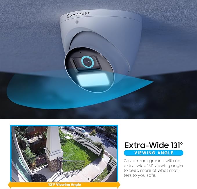 Amcrest Analog 5MP NightColor Outdoor Security Camera, Turret 5MP @ 25fps, CCTV-Coax-BNC, 131ft Full Color Night Vision, Mic, 132° FOV (Not an IP Camera) (DVR Required, Not Included) (AT5N28-W-V3)