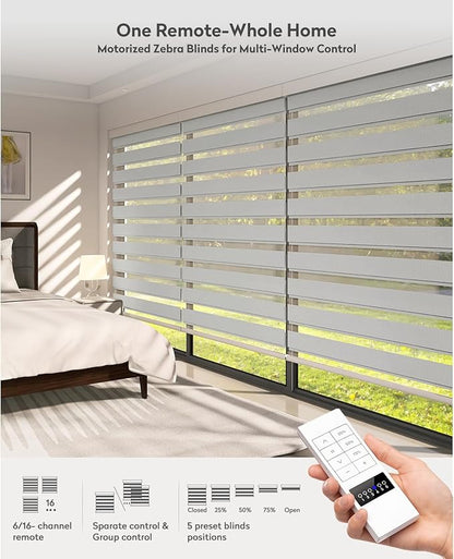 ACMEART Motorized Zebra Blinds,Smart APP & Remote Control 95% Blackout Shades,Compatible with Alexa,Custom Size Electric Window Blinds for Bedroom/Home/Office (Cool Grey)