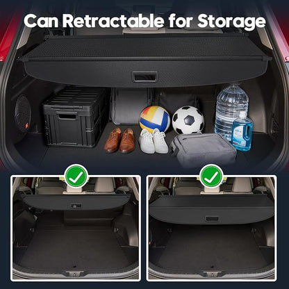 Powerty Retractable Cargo Cover for Toyota RAV4 2019-2025, Carbon Fiber Trunk Cover for RAV4 Privacy Screen Rear Security Shade for RAV4 Accessories
