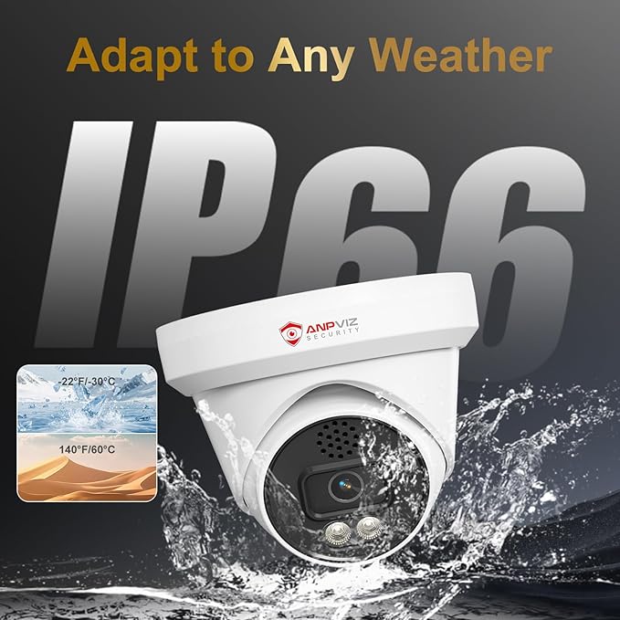 Anpviz UltraHD 4K IP Turret PoE Camera Outdoor, Two Way Audio Security Camera, Smart Dual Light Color Night Vision & AI Human Motion Detection, MicroSD Recording (512GB), Full Metal IP66, NDAA