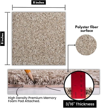 Smart Squares Easy Street Premium Plush Carpet Tiles, Made in USA – 8x8 Peel and Stick Floor Tiles with Attached Padding – Seamless DIY Carpet Squares (0.44 Sq Ft, Sample, 720 Oxford)