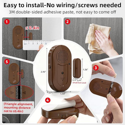 Sanjie Door Window Alarm Sensors, 3 Pack, 125dB, Volume Control | Easy-install door and window alarms with loud adjustable alerts, long battery life, and versatile use for home safety