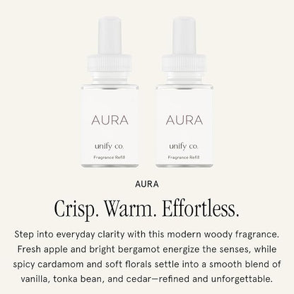 Pura & Unify Co. Home Scent Refill - Smart Air Diffuser - Long-Lasting Luxury Fragrance per Refill - Home Essential - Clean & Safe Diffuser Fragrance - 2 Pack, Aura