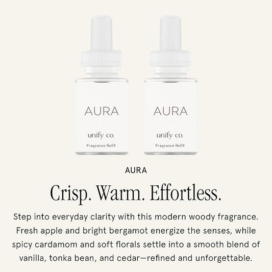 Pura & Unify Co. Home Scent Refill - Smart Air Diffuser - Long-Lasting Luxury Fragrance per Refill - Home Essential - Clean & Safe Diffuser Fragrance - 2 Pack, Aura