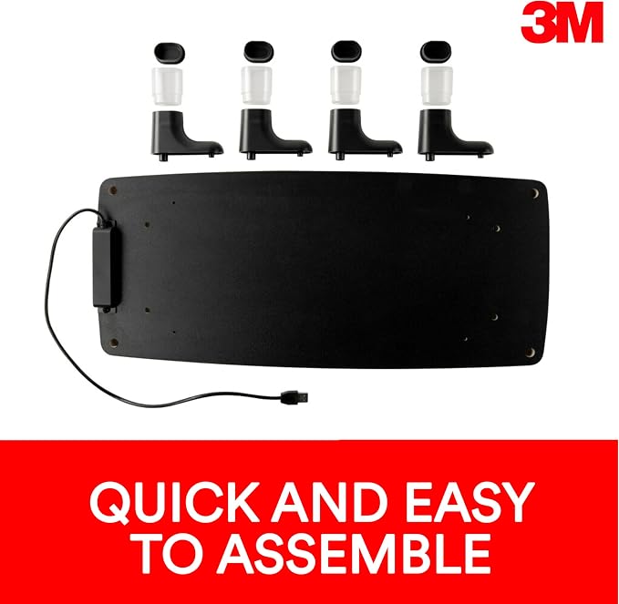 3M Monitor Computer Stand, 21.6 in x 9.4 in, 4 Port USB Hub | Height Adjustable Monitor Riser For Desk, Office, Home With Underneath Storage Space, No Skid