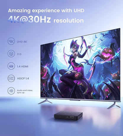 avedio links 4K HDMI Splitter 1 in 4 Out with Hdmi 2.0 Cable, HDMI Video Distributor 1X4 Mirror Duplicate 1 Source to 4 Displays (Only Mirror, Not for Extended), Support 1080P@60Hz, 3D, PS5, HDTV