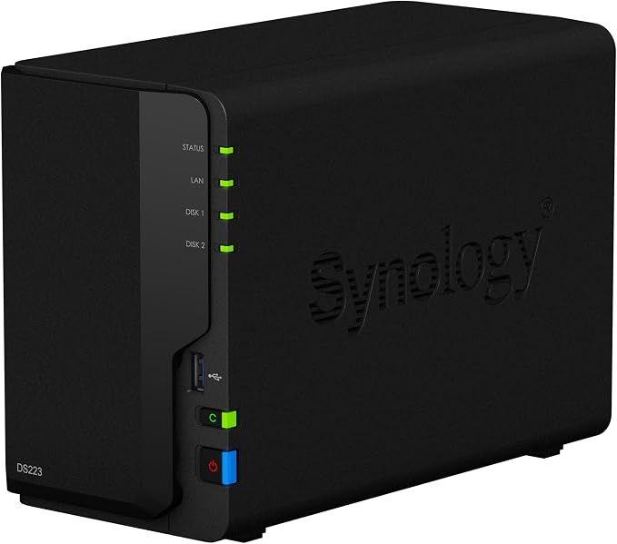 Synology DS223 Home & Office Backup Hub - Centralize Files, Protect Data & Monitor Property (2-Bay Diskless NAS)