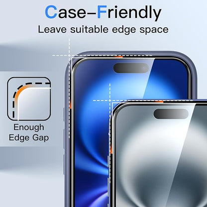 JETech 360 Degree Privacy Screen Protector for iPhone 16 Plus 6.7-Inch, 4-Way Anti-Spy Tempered Glass Film with Easy Installation Tool, 2-Pack