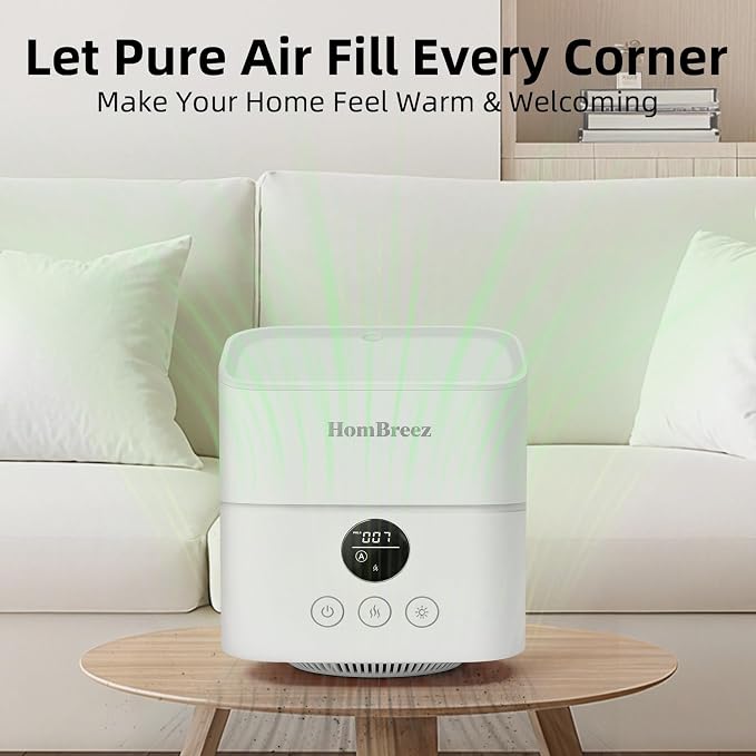 Air Purifier and Humidifier Combo for Bedroom, H13 True HEPA Filter, 1100ML Water Tank, Quiet Cool Mist Top Fill Essential Oil Diffuser for Baby, Pet Room, APP Control
