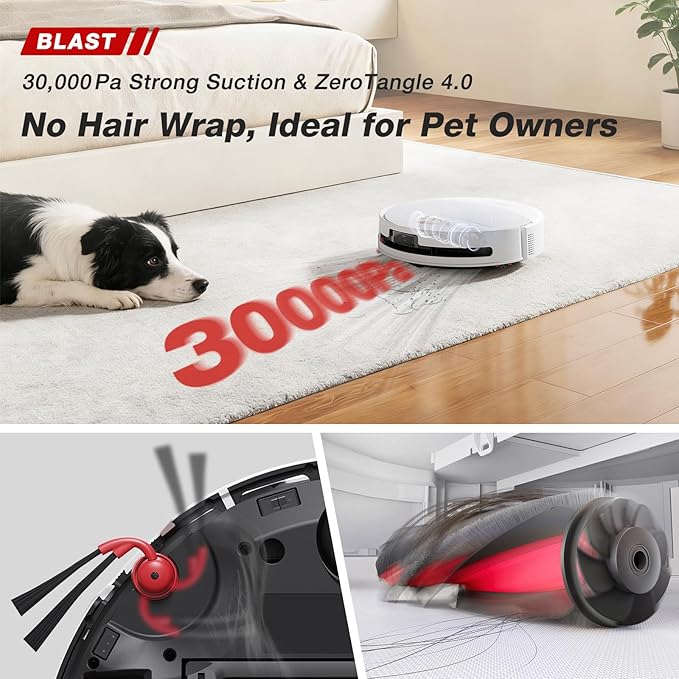 Yeedi M16 Infinity Robot Vacuum & Mop, 30000Pa Blast Suction, Infinity Runtime, Instant Self-Cleaning OZMO Roller Mop, Hot Water Wash & Hot Air Dry Omni Station, ZeroTangle 4.0, AI Obstacle Avoidance