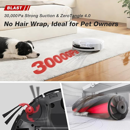 Yeedi M16 Infinity Robot Vacuum & Mop, 30000Pa Blast Suction, Infinity Runtime, Instant Self-Cleaning OZMO Roller Mop, Hot Water Wash & Hot Air Dry Omni Station, ZeroTangle 4.0, AI Obstacle Avoidance
