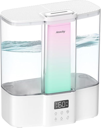 AEOCKY Geek-Level Humidifier for Baby, Quiet Ultrasonic Humidifiers for Bedroom, Nursery with Ambient Light, 4L Top-Fill Cool Mist Diffuser with Timer, Sleep, Auto, Constant Humidity Mode