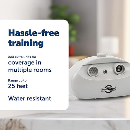 PetSafe Indoor Ultrasonic Dog Bark Control - No Collar Needed - Up to 25 ft Range - Anti-Bark Pet Training System - Automatic with Manual Trainer Button