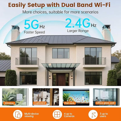 3MP 2K Window Security Camera, 2.4Ghz & 5Ghz WiFi Wireless Indoor Cameras for Home with Color Night Vision,Mounting Sticker,Motion Detection