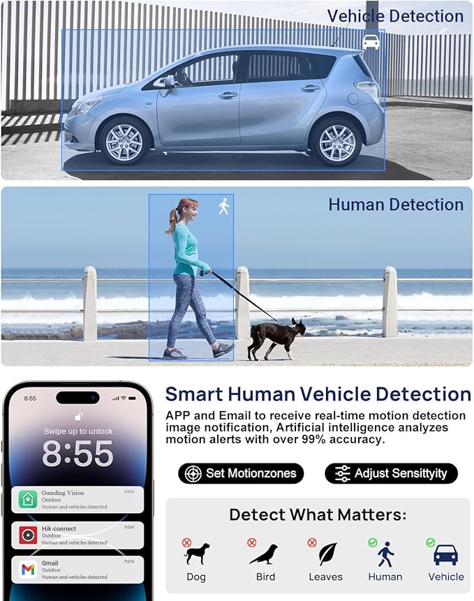 VIKYLIN 5MP IP PoE Vandal Dome Camera, Smart Hybrid Light Color Night Vision, AI Human Vehicle Detection, Outdoor Security Camera with One Way Audio, H265+, Hikconnect/SADP/iVMS4200,