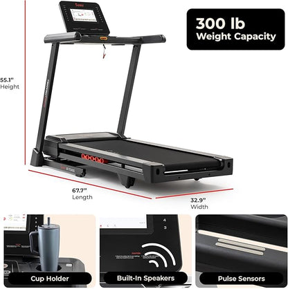 Sunny Health & Fitness Exercise Treadmills Double Deck Sizes and Incline Features with Bluetooth & SunnyFit App
