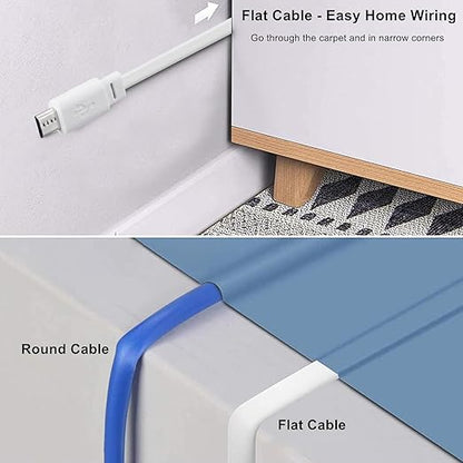weishan 50ft Power Cable for Wyze Cam v4,Wyze Cam Pan v3,Wyze OG, v3 Pro Security Cameras - 15m Long Flat Extension Micro USB Charging Cord with L-Shaped Short Adapter and 18W Fast Charger, White