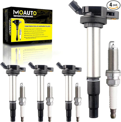 Set of 4 Ignition Coils Pack UF619 90919-02252 & 4 PCS Iridium Spark Plugs