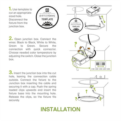 ASD 6 Pack LED Recessed Lighting 4 Inch, 5 CCT 2700K-5000K CRI90+, 12W 50W Eqv, Ultra Thin Dimmable Ceiling Lights with J Box, Canless Wafer Downlight, Round Slim Panel Light, UL Energy Star, Black