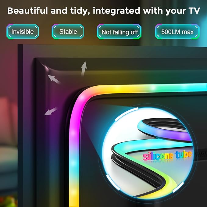 LightingWill 9.8ft LED TV Backlight Strip for 40-50 Inch TVs, Smart RGB-IC TV Backlight Sync to Screen with 4K HDR HDMI Sync Box, Compatible with Alexa & Google Home