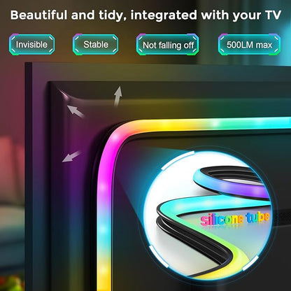 LightingWill 9.8ft LED TV Backlight Strip for 40-50 Inch TVs, Smart RGB-IC TV Backlight Sync to Screen with 4K HDR HDMI Sync Box, Compatible with Alexa & Google Home