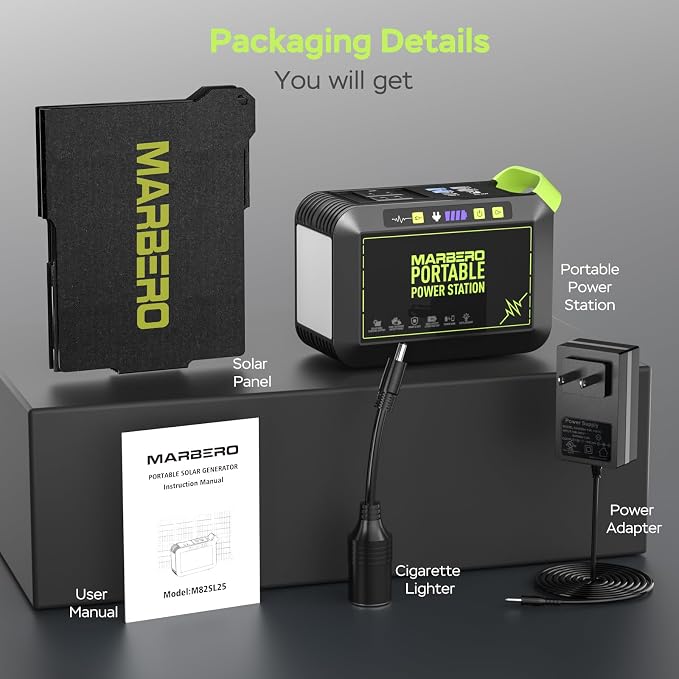MARBERO Solar Powered Generator 88Wh, 120W Surge with 25W Solar Panel Kit