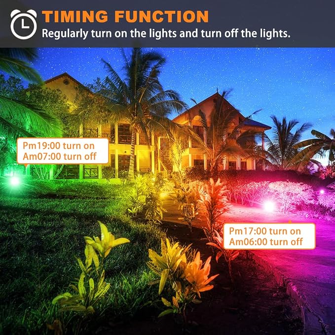 LED Flood Light Outdoor 800W Equivalent 8000LM Smart RGB Landscape Lighting | APP Control, DIY Scenes - Timing - Warm White 2700K - Color Changing Uplight, IP66 Waterproof US Plug (2 Pack)